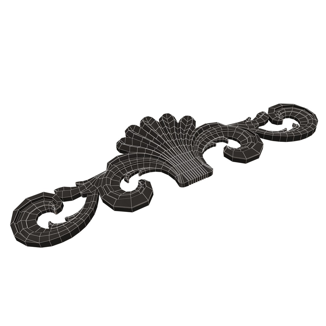 Carved Plaster Molding Decoration 3D Model – Low Poly Architectural Element, FBX, OBJ