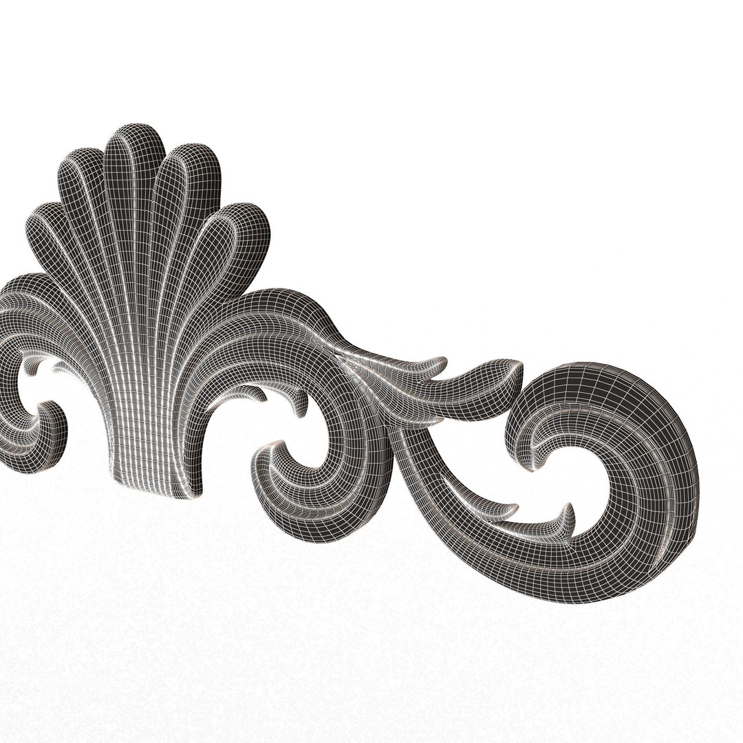 Carved Plaster Molding Decoration 3D Model – Low Poly Architectural Element, FBX, OBJ - View 10
