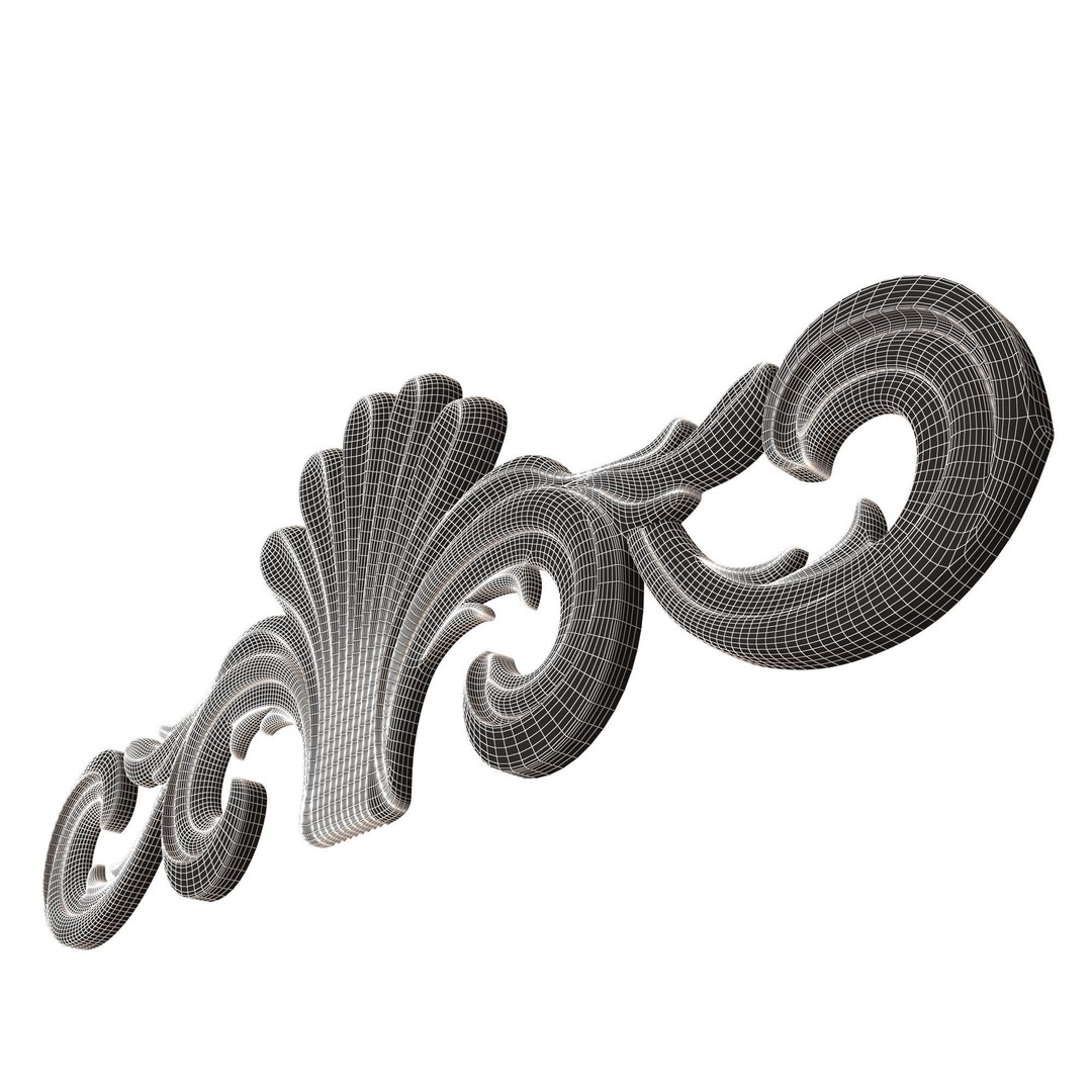Carved Plaster Molding Decoration 3D Model – Low Poly Architectural Element, FBX, OBJ - View 12