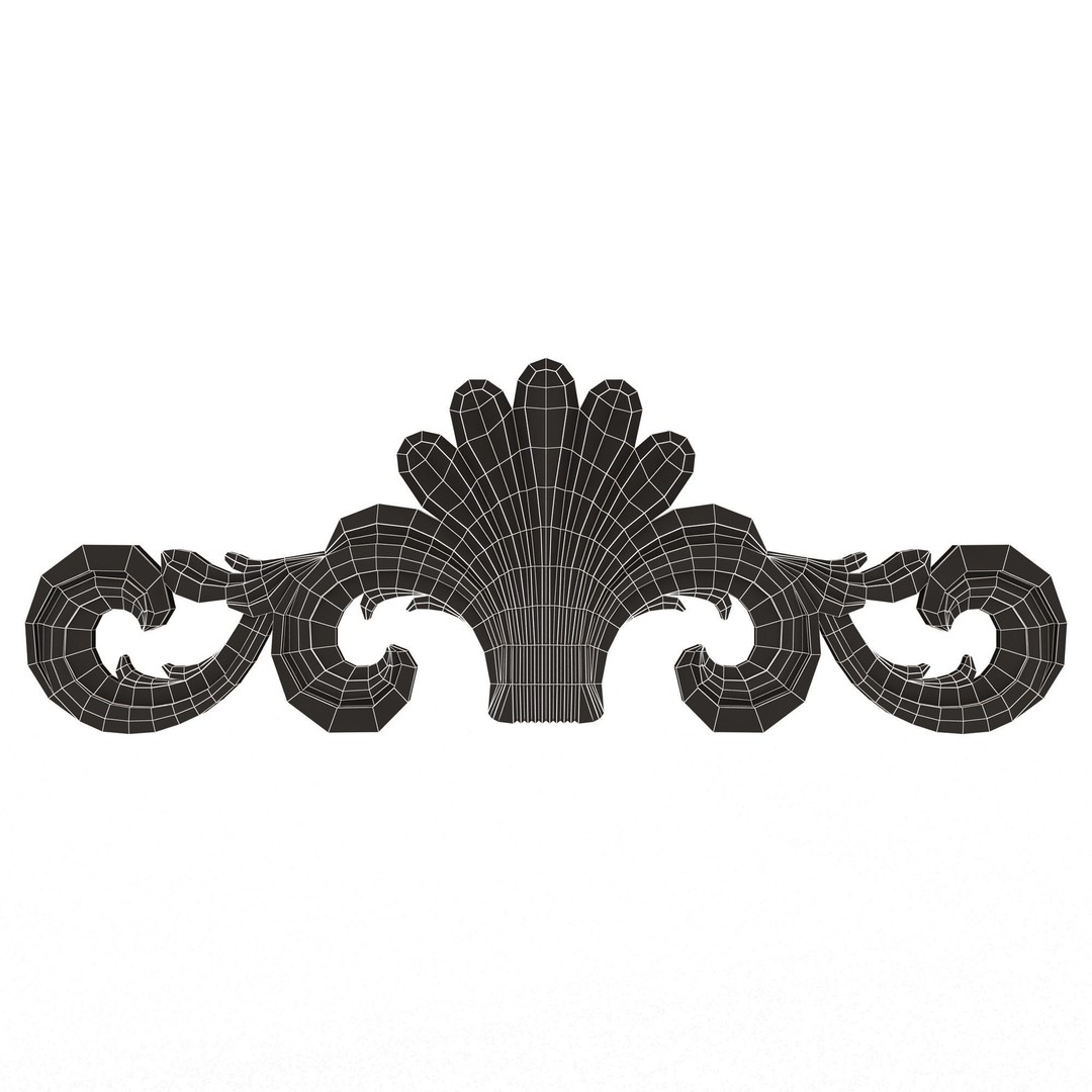 Carved Plaster Molding Decoration 3D Model – Low Poly Architectural Element, FBX, OBJ - View 14
