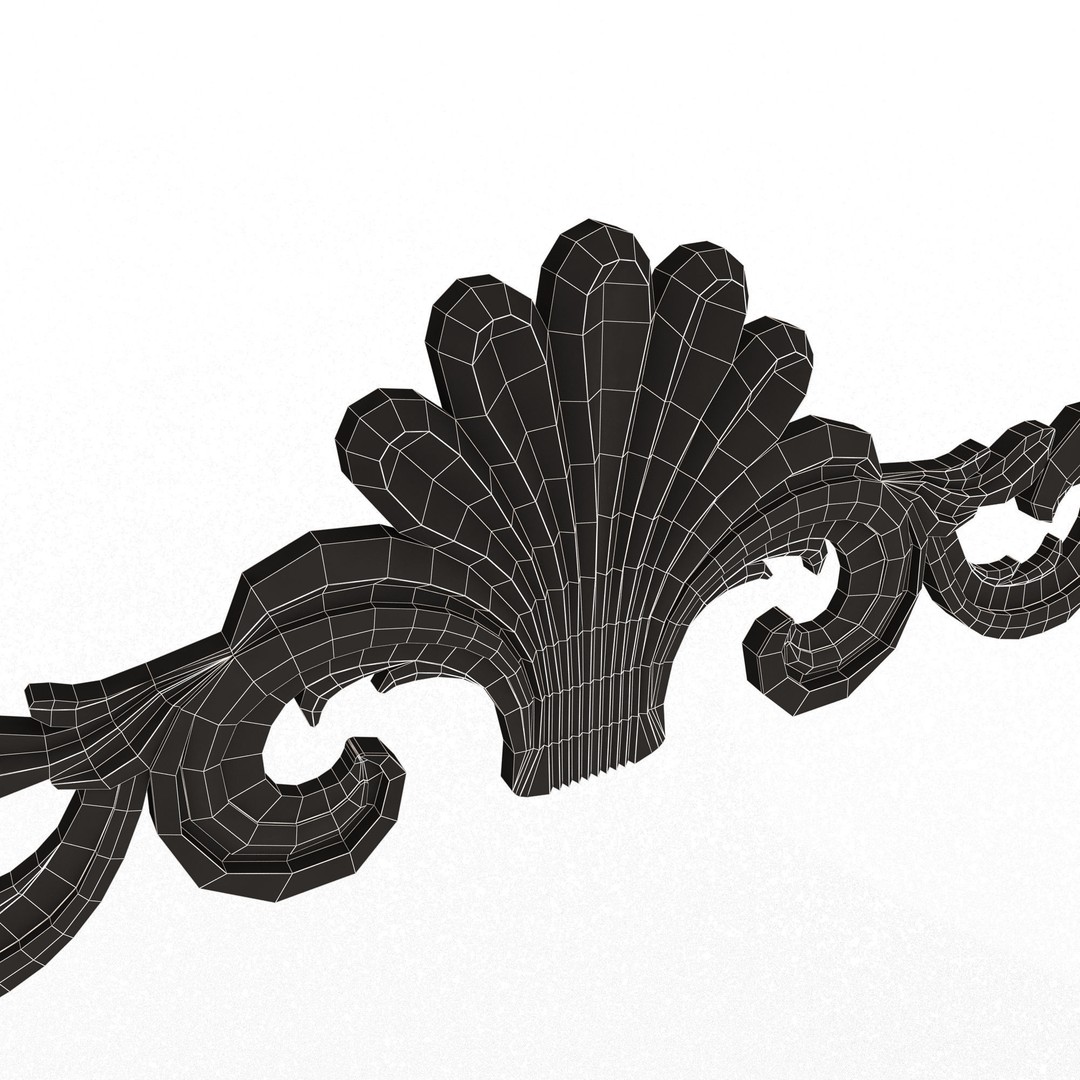 Carved Plaster Molding Decoration 3D Model – Low Poly Architectural Element, FBX, OBJ - View 15