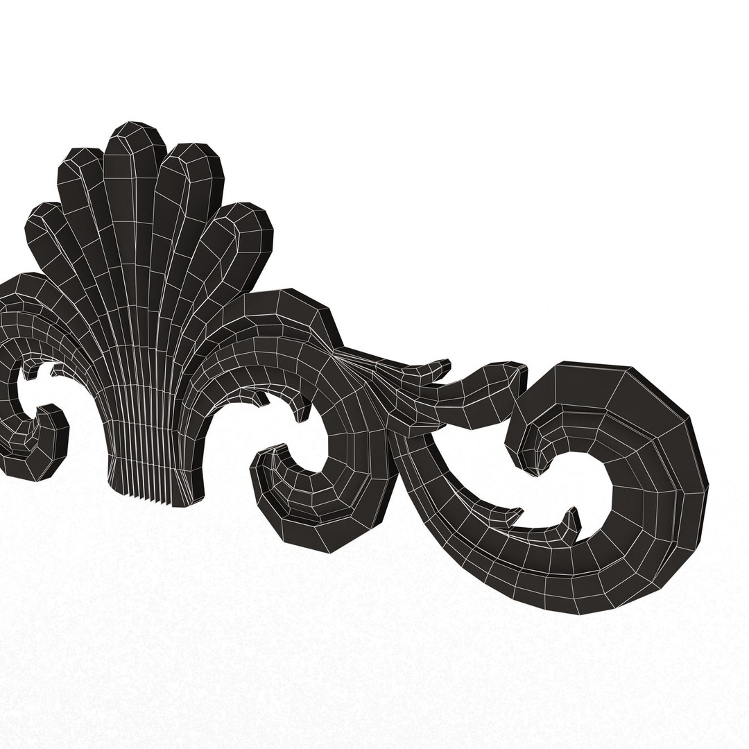 Carved Plaster Molding Decoration 3D Model – Low Poly Architectural Element, FBX, OBJ - View 16