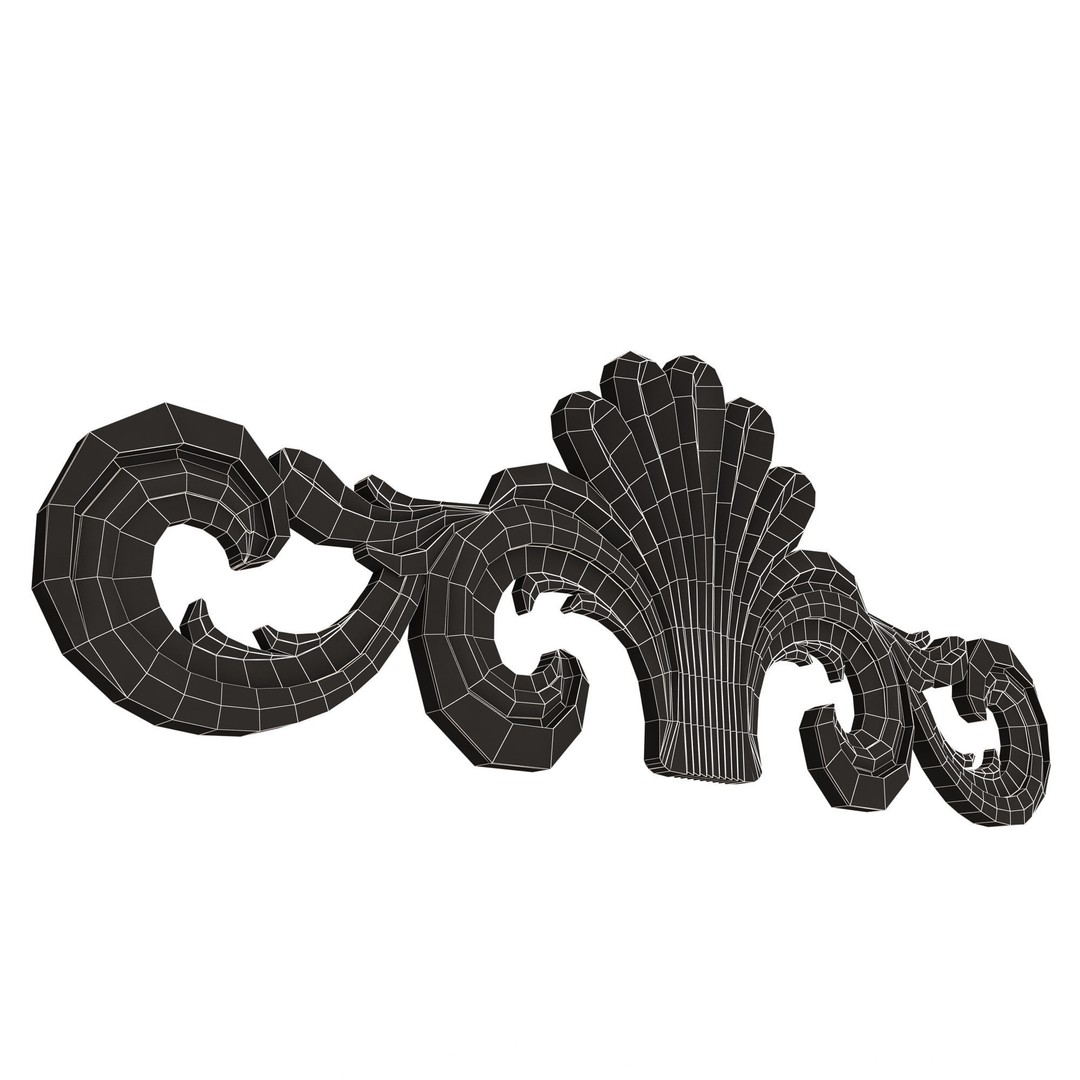 Carved Plaster Molding Decoration 3D Model – Low Poly Architectural Element, FBX, OBJ - View 17