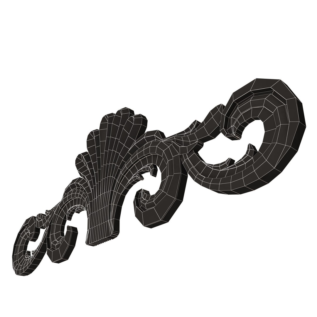 Carved Plaster Molding Decoration 3D Model – Low Poly Architectural Element, FBX, OBJ - View 18