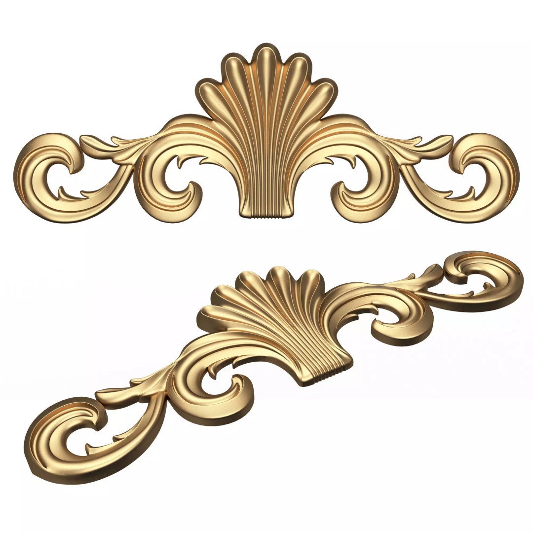 Carved Plaster Molding Decoration 3D Model – Low Poly Architectural Element, FBX, OBJ - View 2