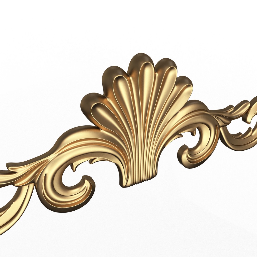 Carved Plaster Molding Decoration 3D Model – Low Poly Architectural Element, FBX, OBJ - View 3