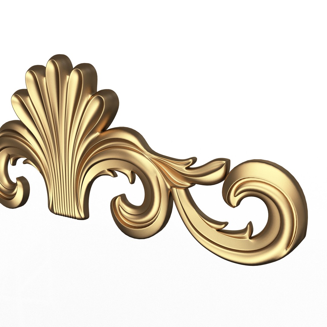Carved Plaster Molding Decoration 3D Model – Low Poly Architectural Element, FBX, OBJ - View 4