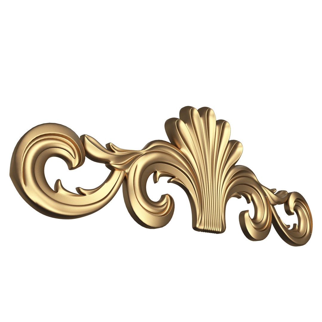 Carved Plaster Molding Decoration 3D Model – Low Poly Architectural Element, FBX, OBJ - View 5