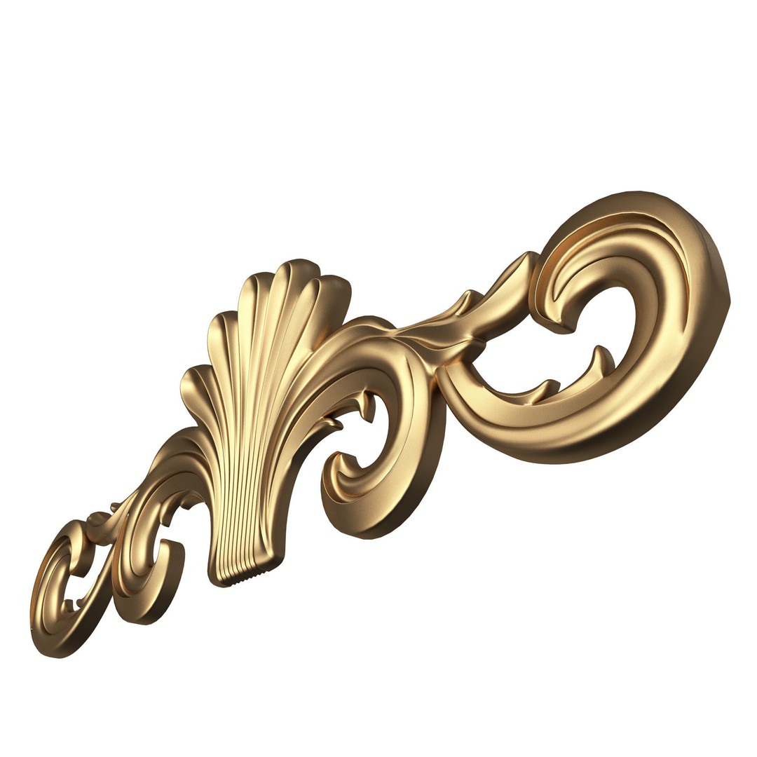 Carved Plaster Molding Decoration 3D Model – Low Poly Architectural Element, FBX, OBJ - View 6