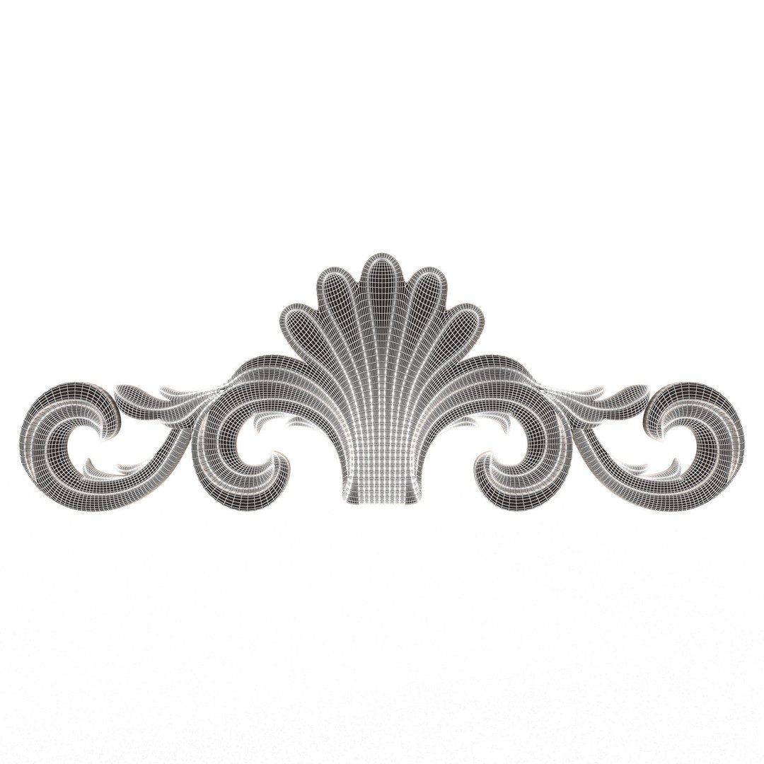 Carved Plaster Molding Decoration 3D Model – Low Poly Architectural Element, FBX, OBJ - View 8