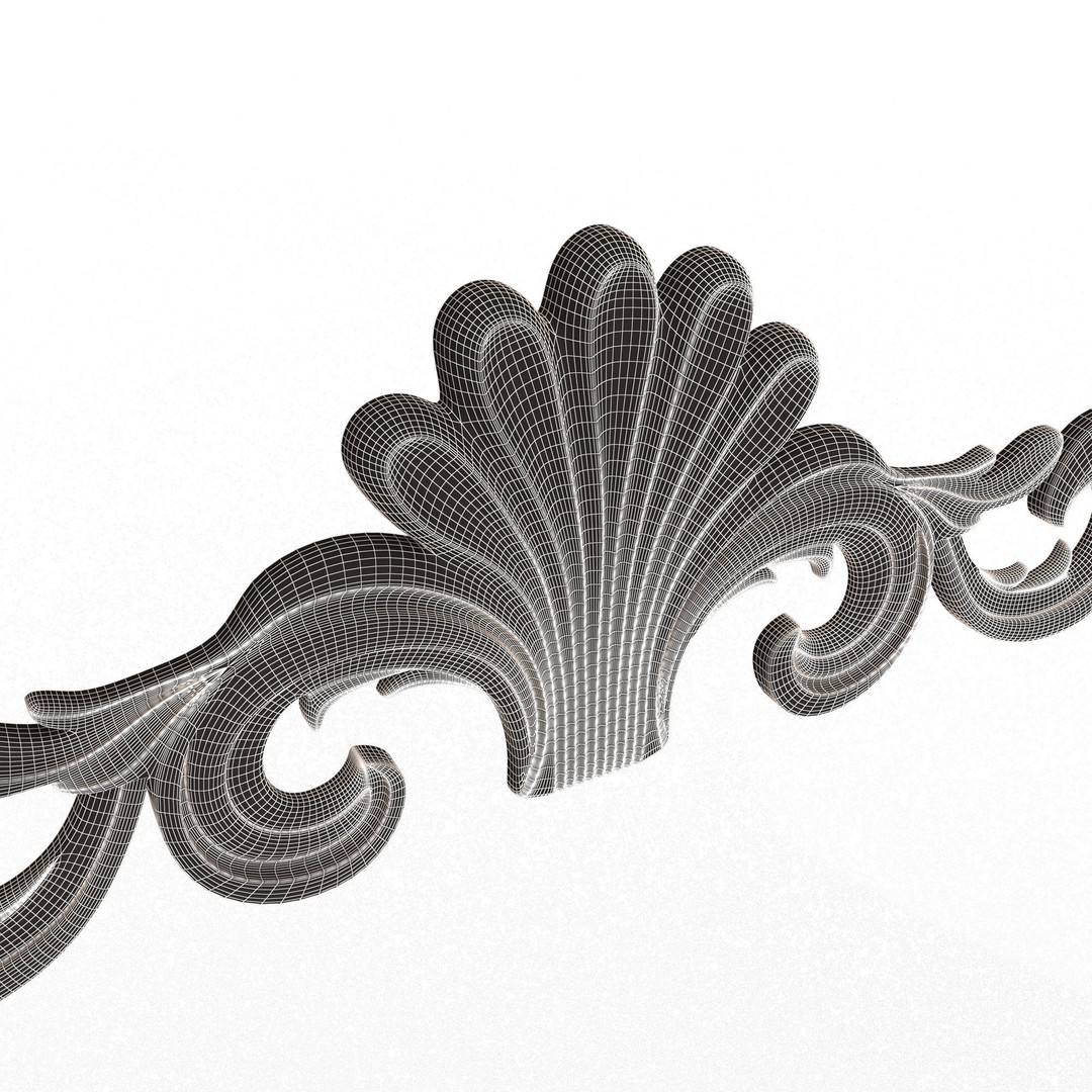 Carved Plaster Molding Decoration 3D Model – Low Poly Architectural Element, FBX, OBJ - View 9
