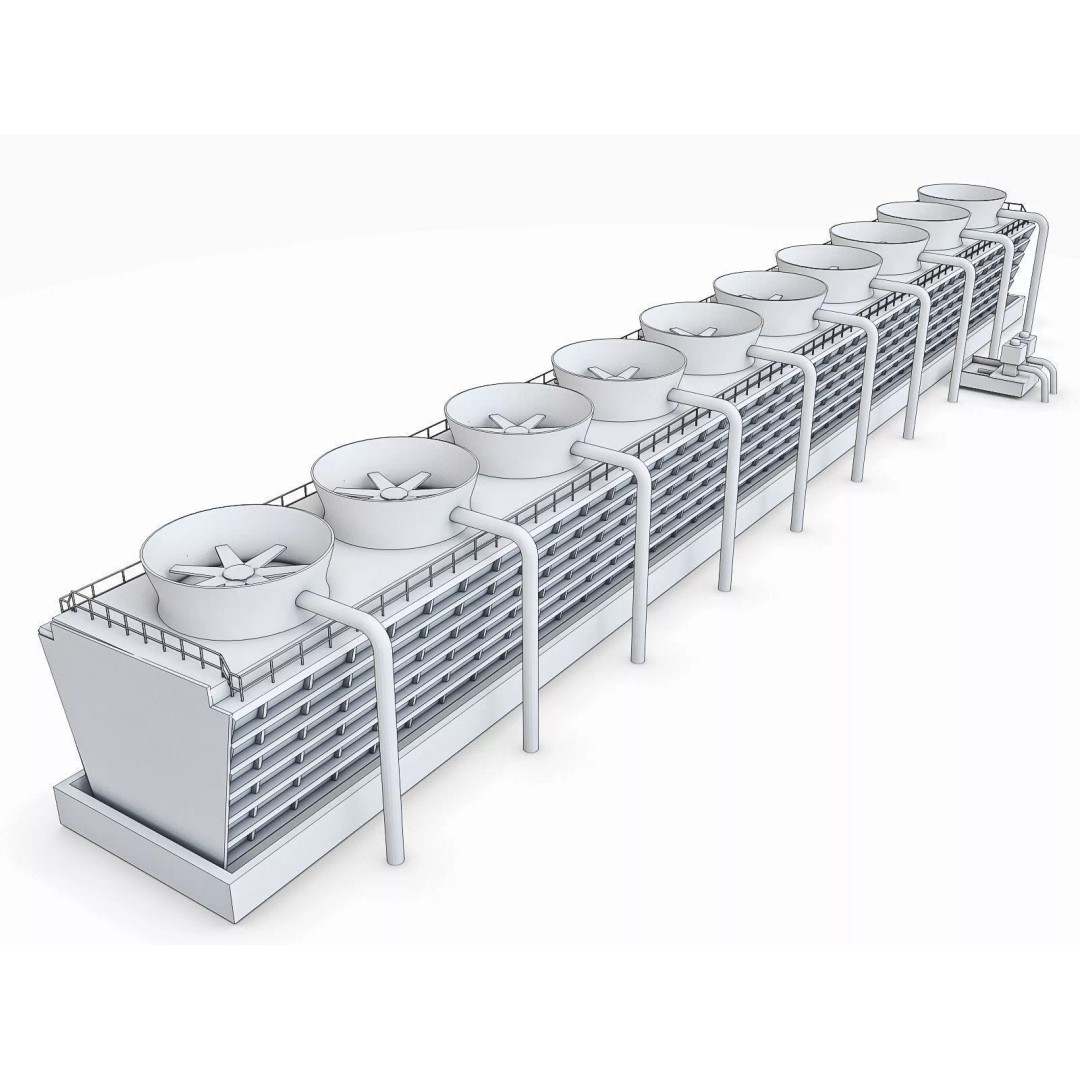 Gas Turbine Plant 3D Model – Low Poly Industrial Structure, FBX, OBJ - View 18
