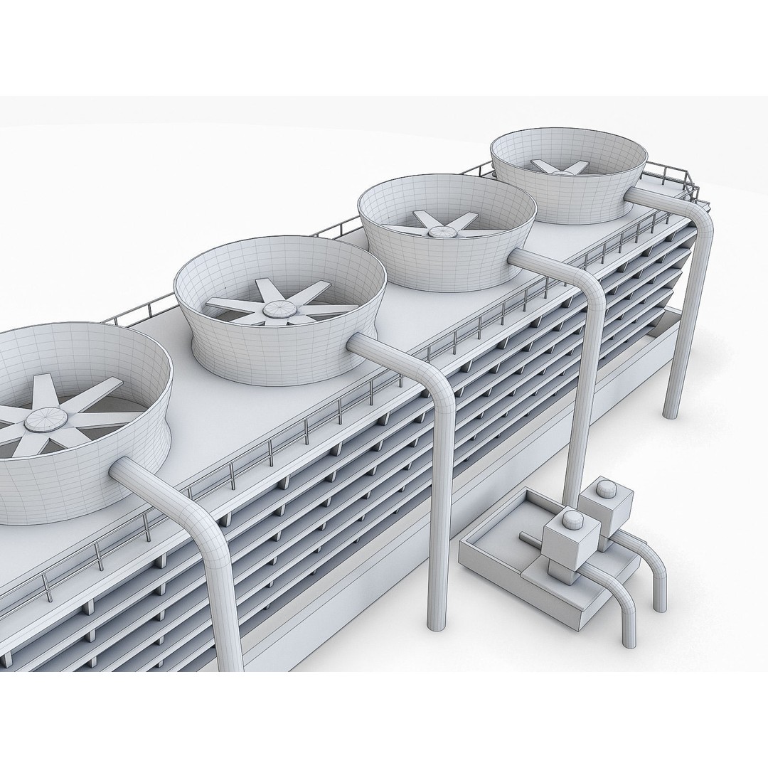 Gas Turbine Plant 3D Model – Low Poly Industrial Structure, FBX, OBJ - View 19