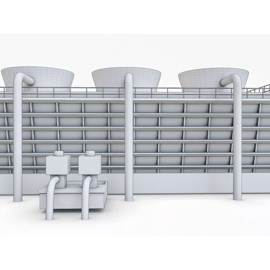 Gas Turbine Plant 3D Model – Low Poly Industrial Structure, FBX, OBJ - View 20