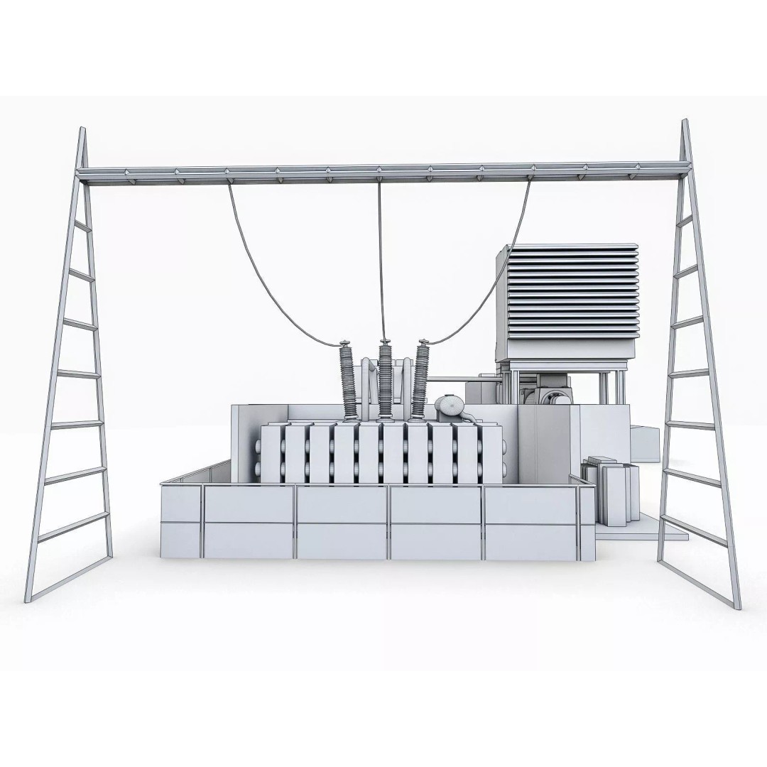 Gas Turbine Plant 3D Model – Low Poly Industrial Structure, FBX, OBJ - View 31