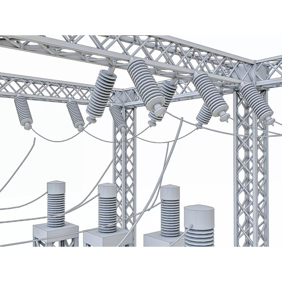 Gas Turbine Plant 3D Model – Low Poly Industrial Structure, FBX, OBJ - View 32