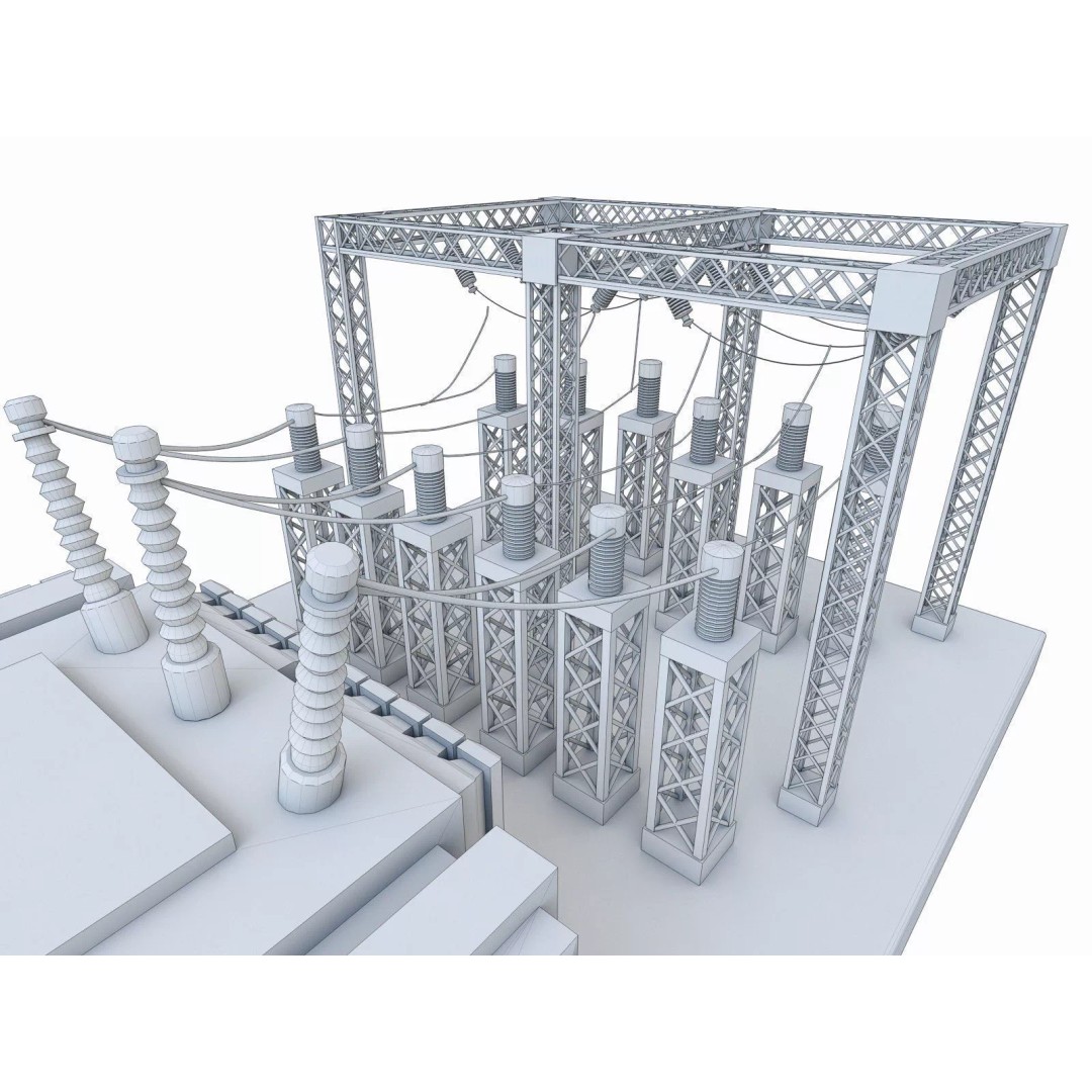 Gas Turbine Plant 3D Model – Low Poly Industrial Structure, FBX, OBJ - View 37