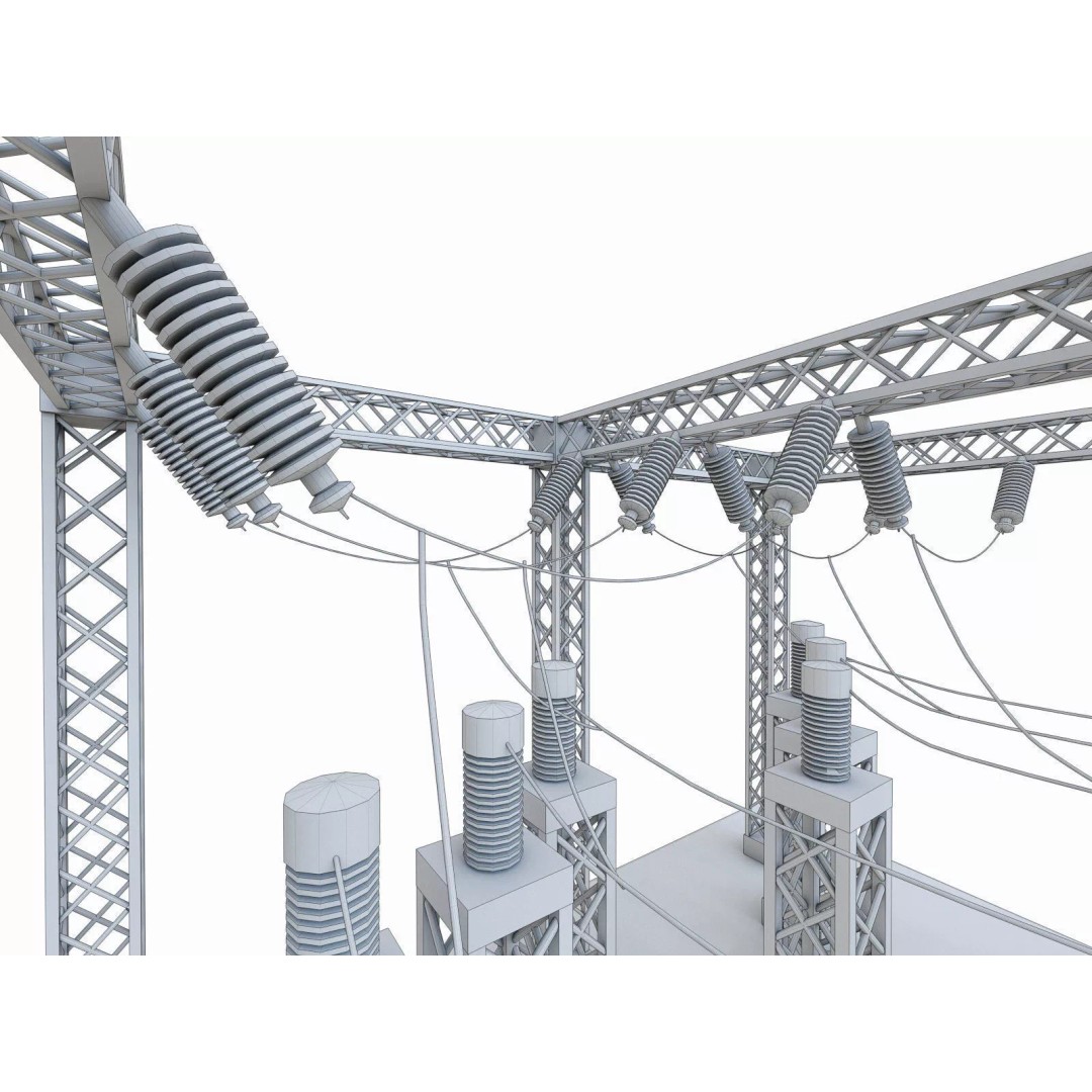 Gas Turbine Plant 3D Model – Low Poly Industrial Structure, FBX, OBJ - View 39