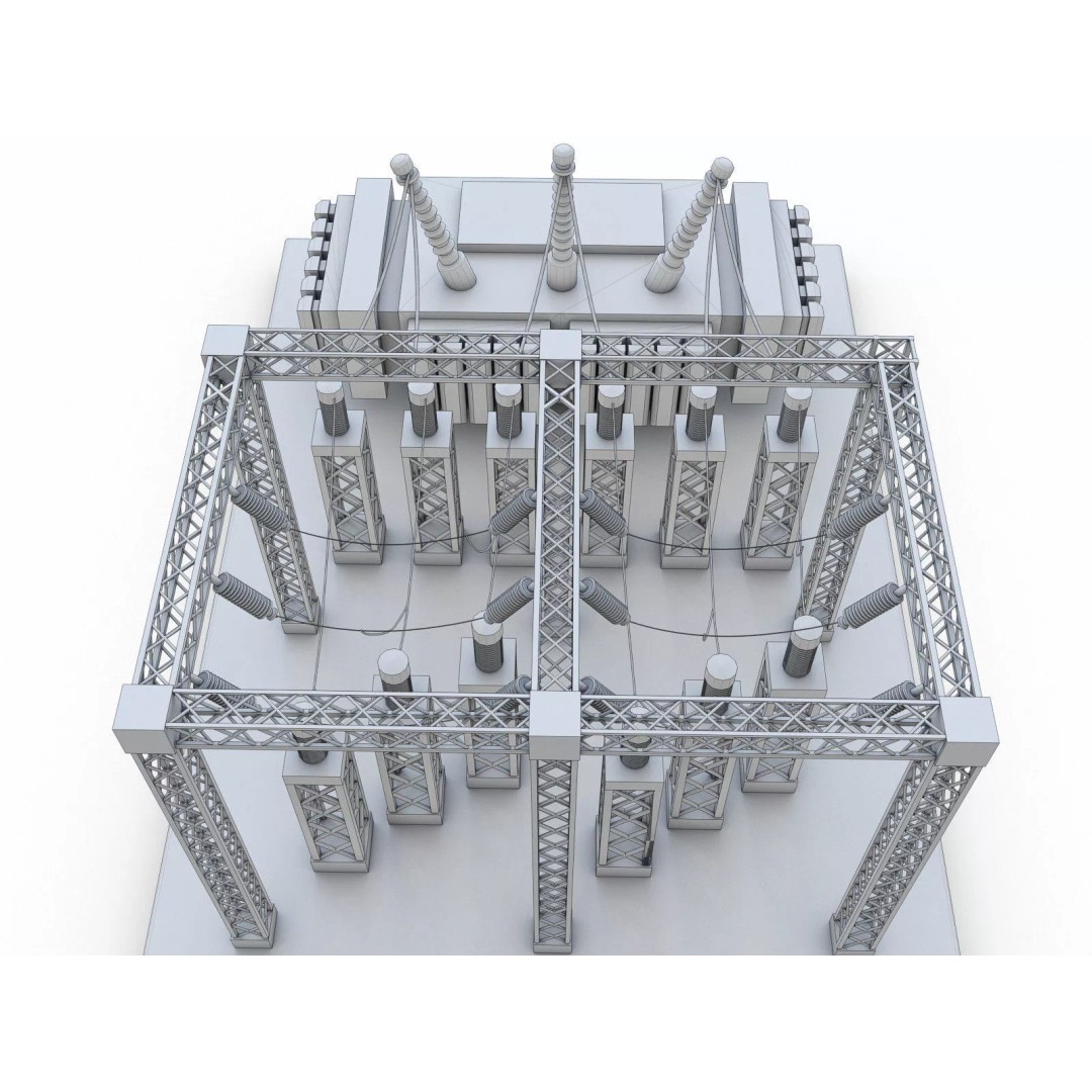Gas Turbine Plant 3D Model – Low Poly Industrial Structure, FBX, OBJ - View 40