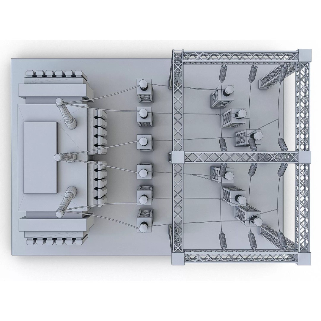 Gas Turbine Plant 3D Model – Low Poly Industrial Structure, FBX, OBJ - View 41