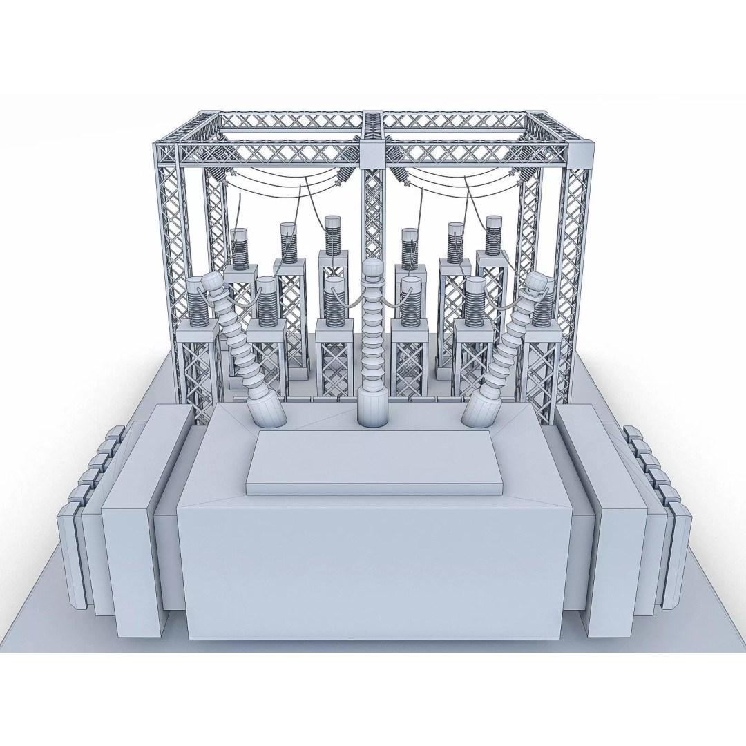 Gas Turbine Plant 3D Model – Low Poly Industrial Structure, FBX, OBJ - View 42