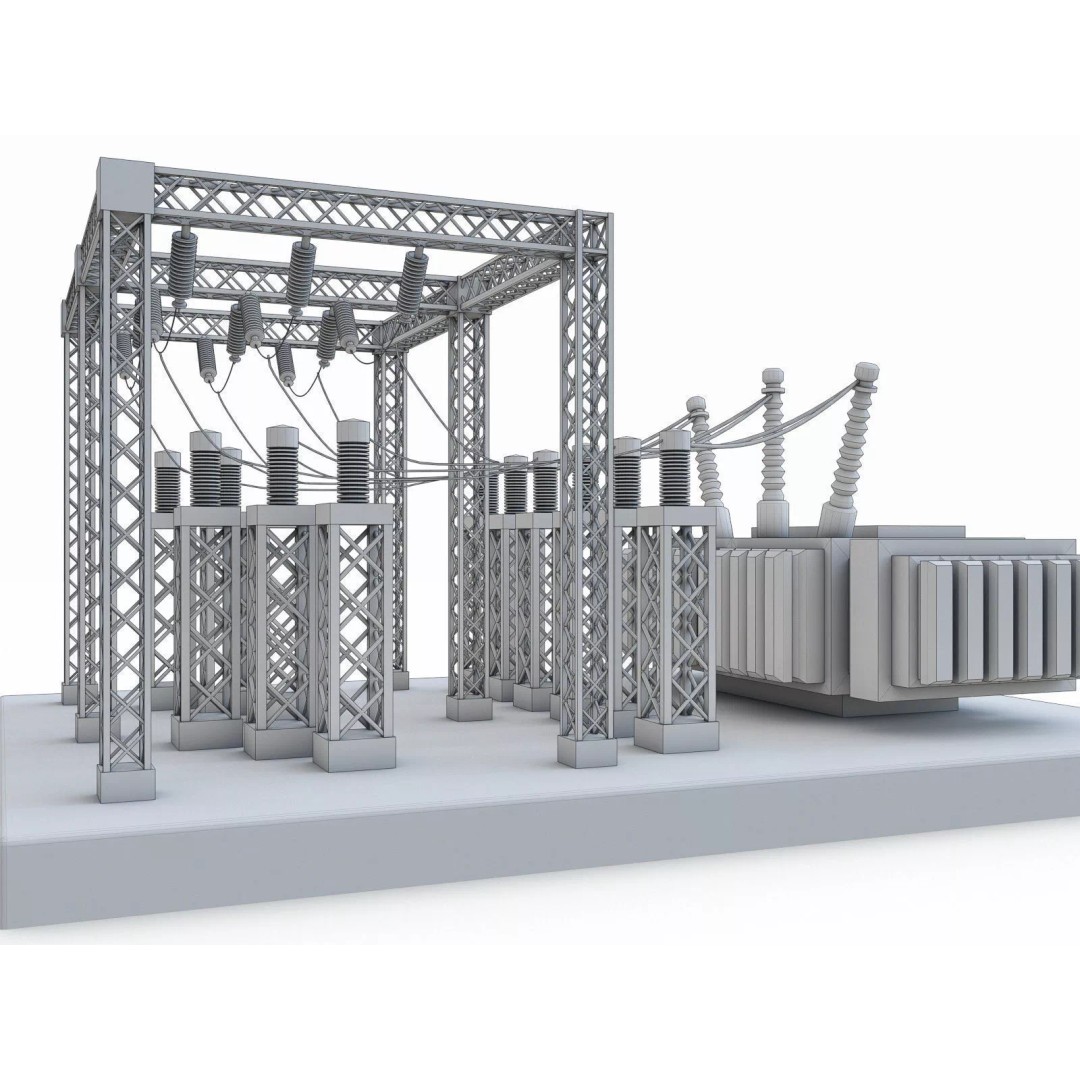 Gas Turbine Plant 3D Model – Low Poly Industrial Structure, FBX, OBJ - View 44