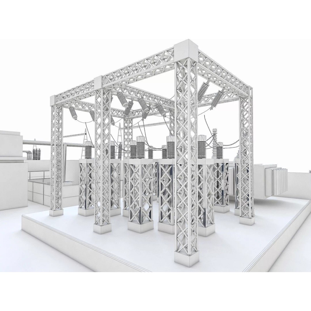 Gas Turbine Plant 3D Model – Low Poly Industrial Structure, FBX, OBJ - View 55