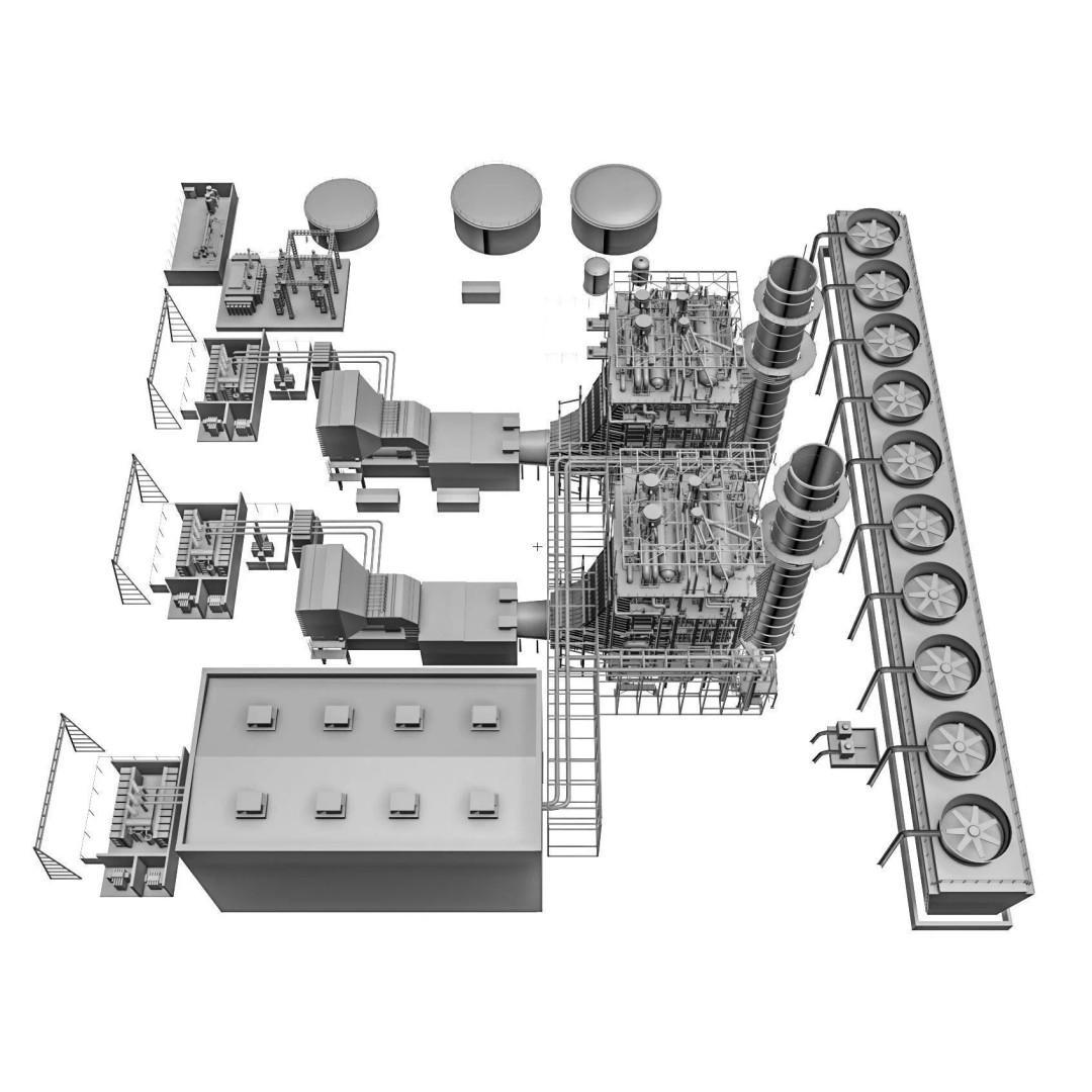 Gas Turbine Plant 3D Model – Low Poly Industrial Structure, FBX, OBJ - View 65