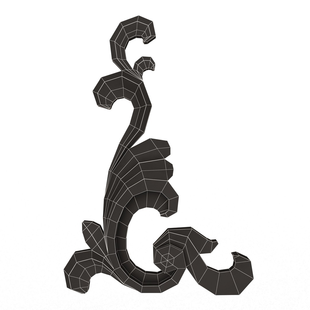Corner Carved Plaster Molding 3D Model – Low Poly Architectural Decoration, FBX - View 14