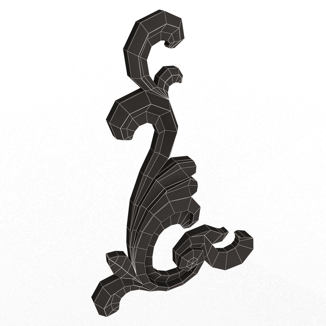 Corner Carved Plaster Molding 3D Model – Low Poly Architectural Decoration, FBX - View 15