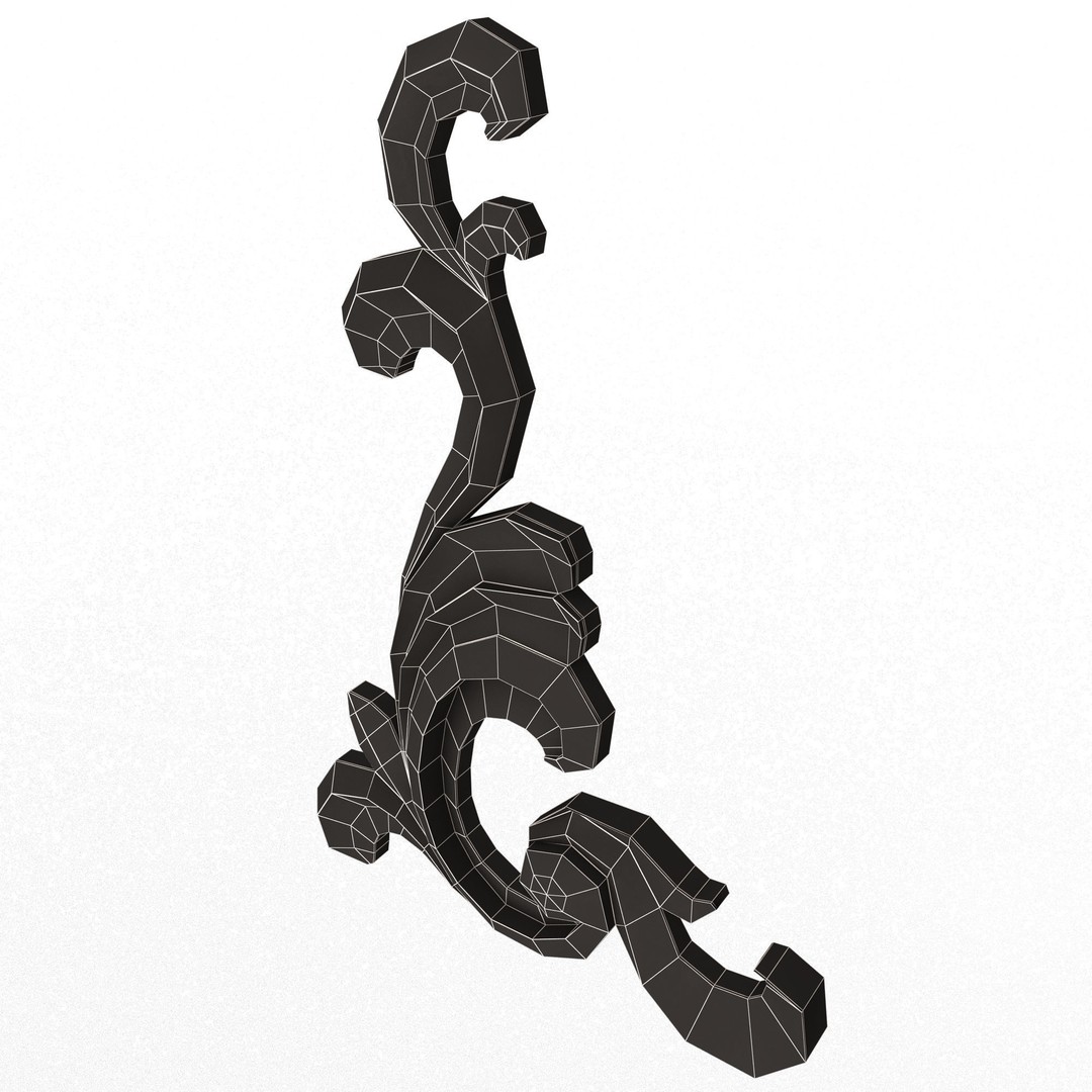 Corner Carved Plaster Molding 3D Model – Low Poly Architectural Decoration, FBX - View 16