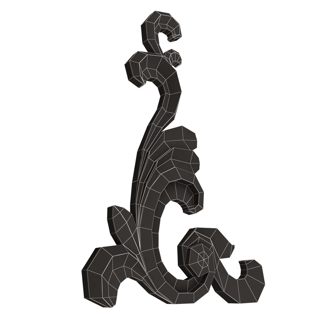 Corner Carved Plaster Molding 3D Model – Low Poly Architectural Decoration, FBX - View 17