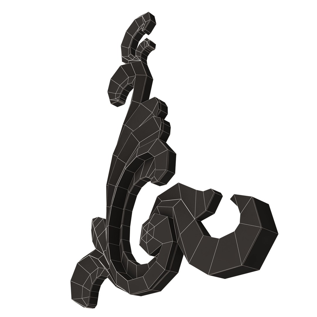 Corner Carved Plaster Molding 3D Model – Low Poly Architectural Decoration, FBX - View 18