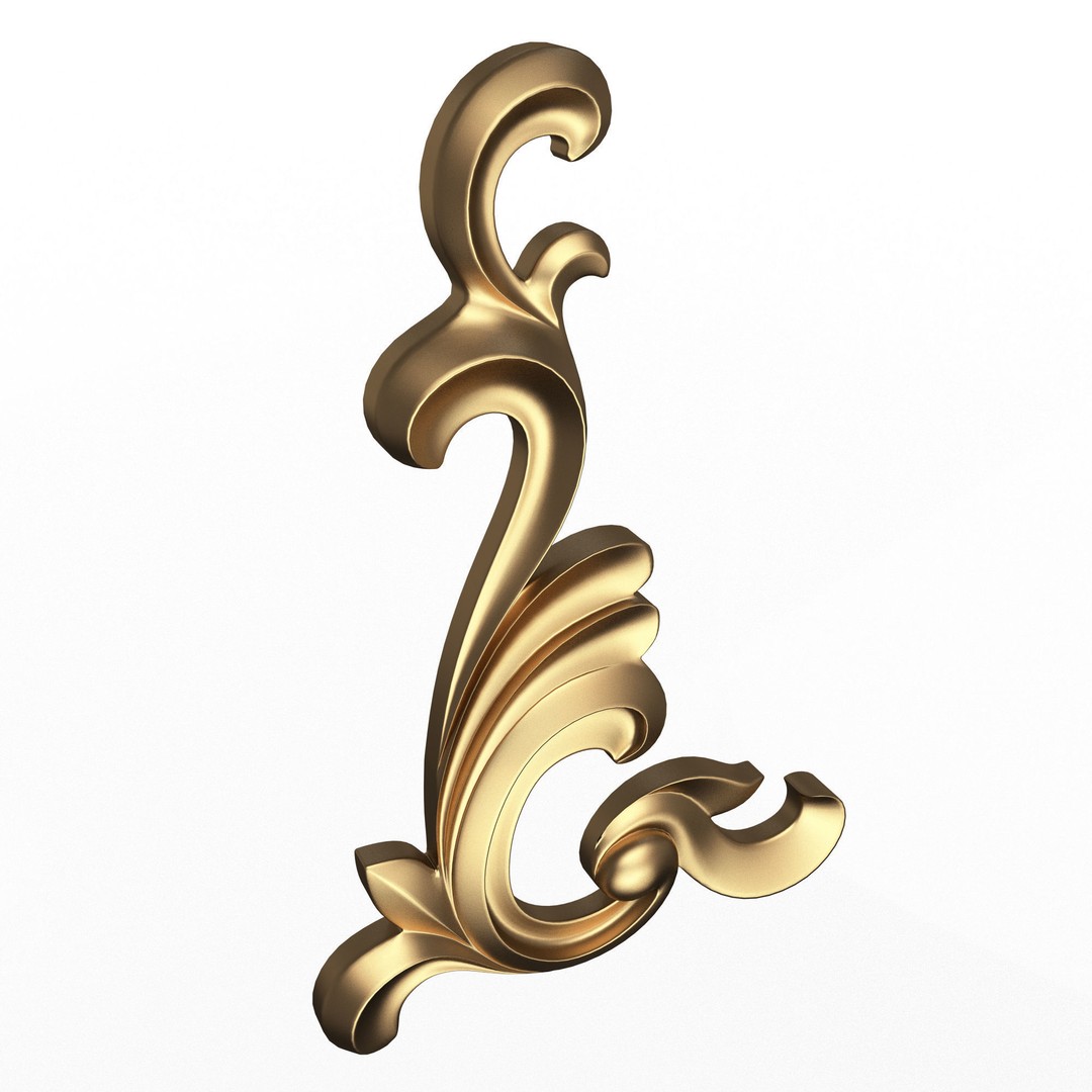 Corner Carved Plaster Molding 3D Model – Low Poly Architectural Decoration, FBX - View 3