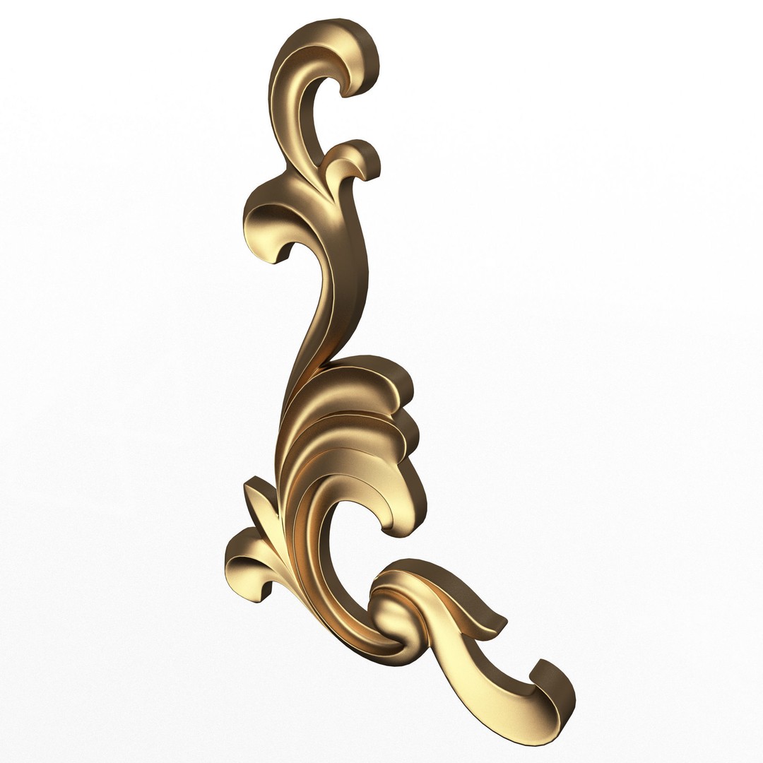 Corner Carved Plaster Molding 3D Model – Low Poly Architectural Decoration, FBX - View 4