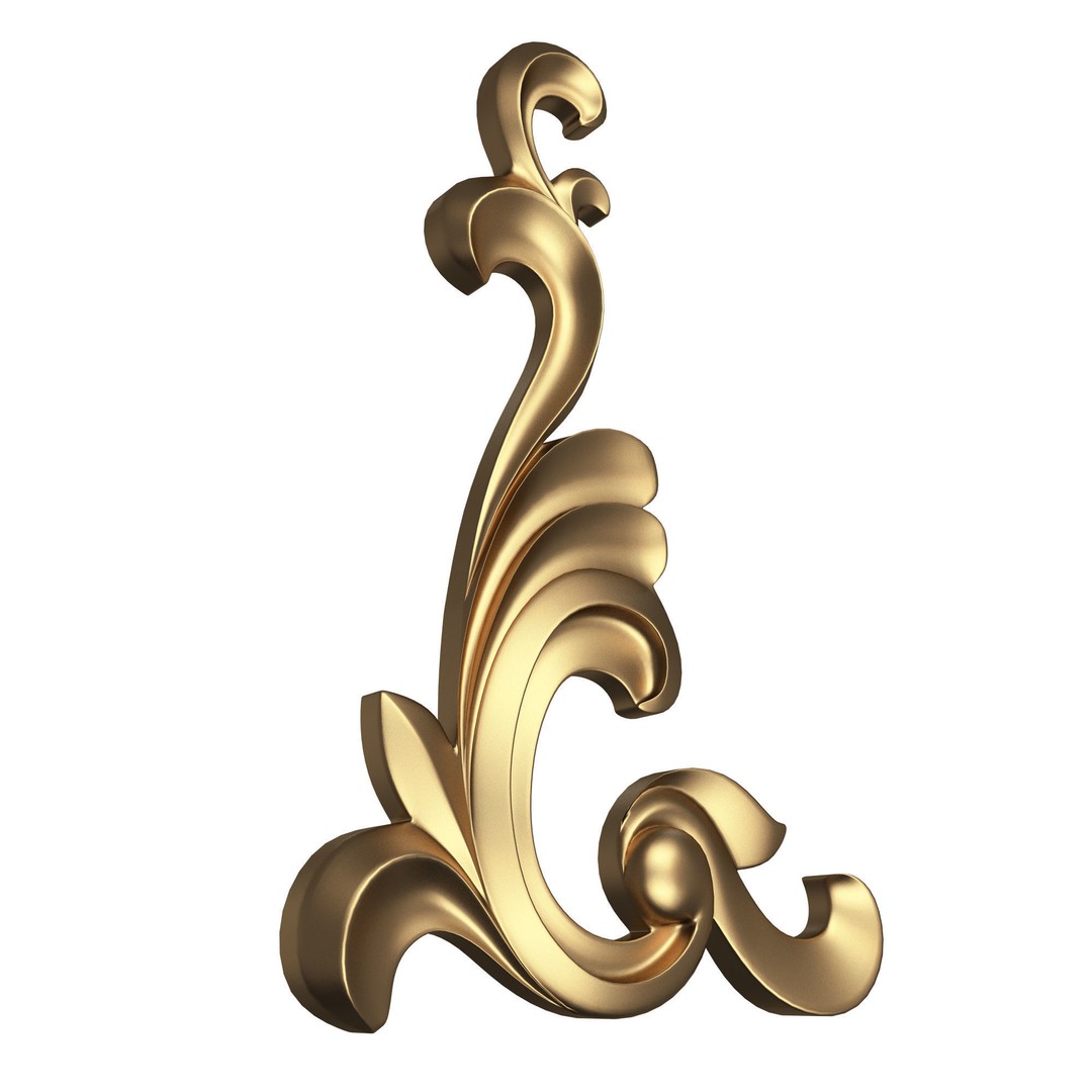 Corner Carved Plaster Molding 3D Model – Low Poly Architectural Decoration, FBX - View 5