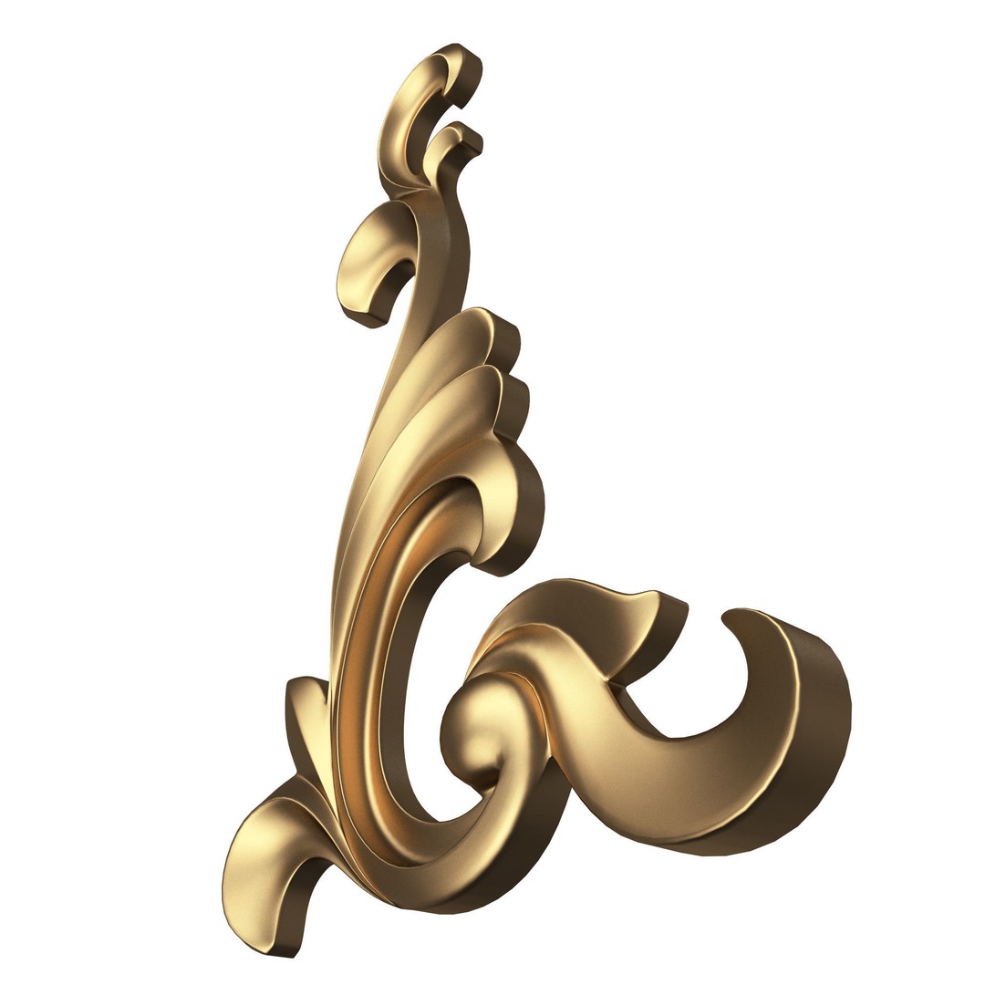 Corner Carved Plaster Molding 3D Model – Low Poly Architectural Decoration, FBX - View 6