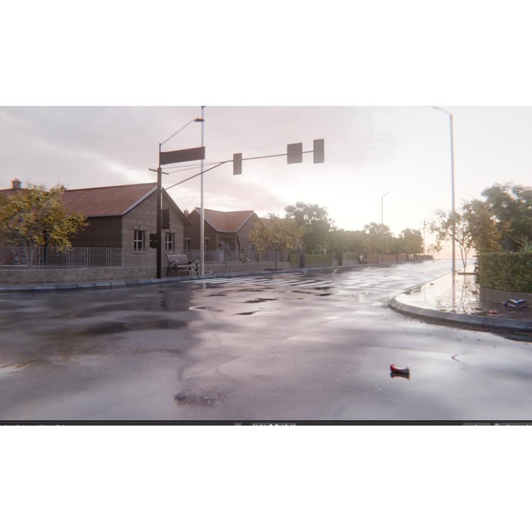 European Suburban Street 3D Model – Photorealistic Environment for Blender - View 11