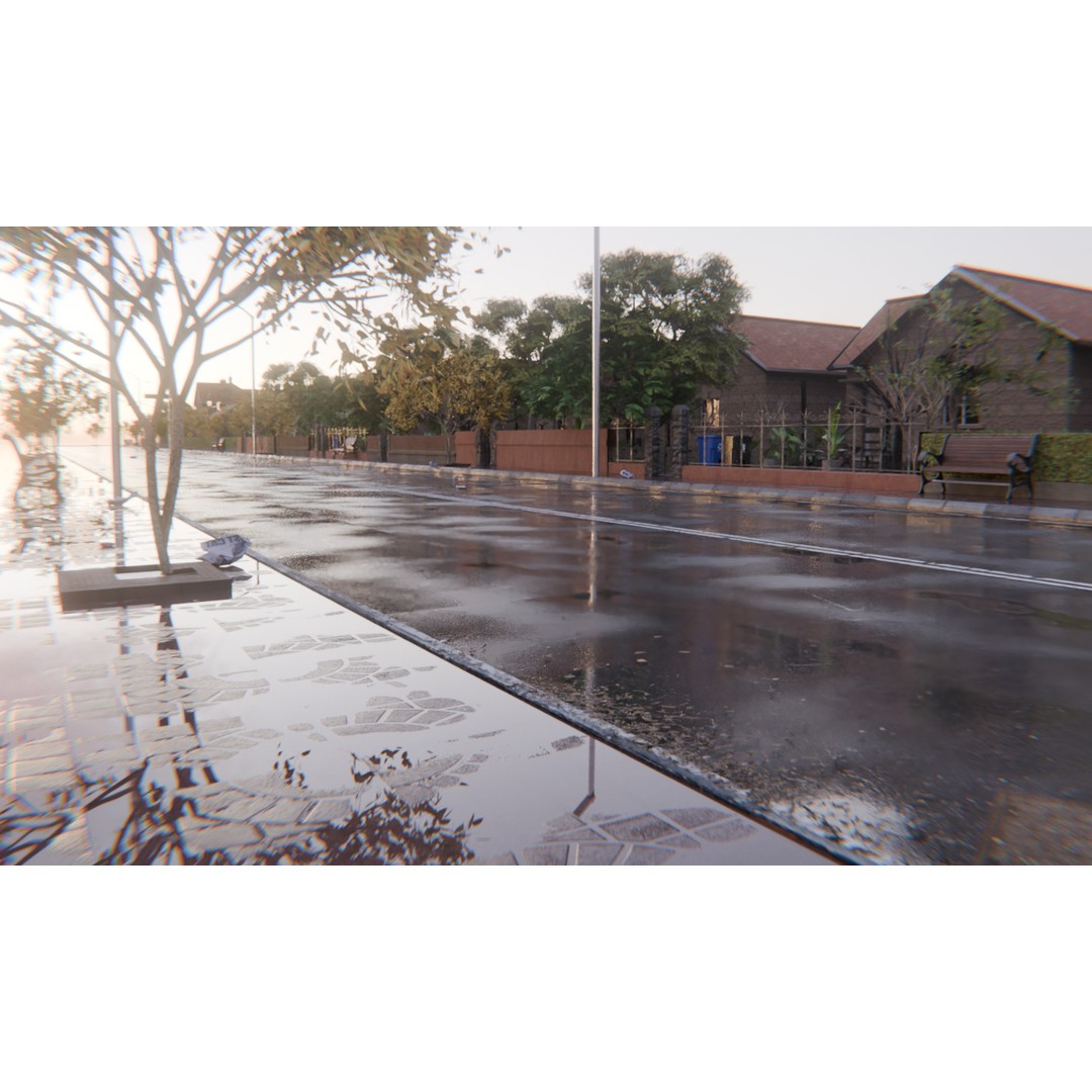European Suburban Street 3D Model – Photorealistic Environment for Blender - View 14
