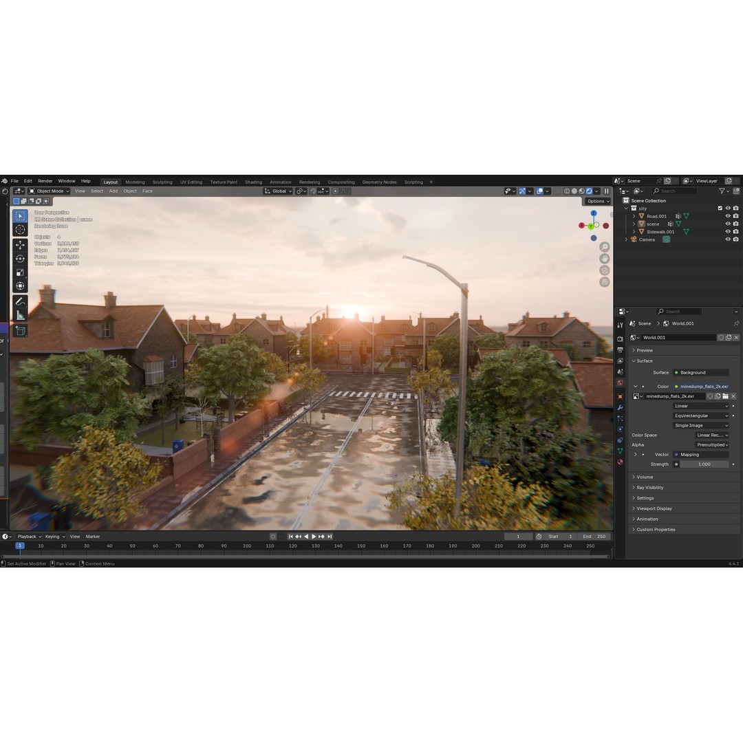 European Suburban Street 3D Model – Photorealistic Environment for Blender - View 15