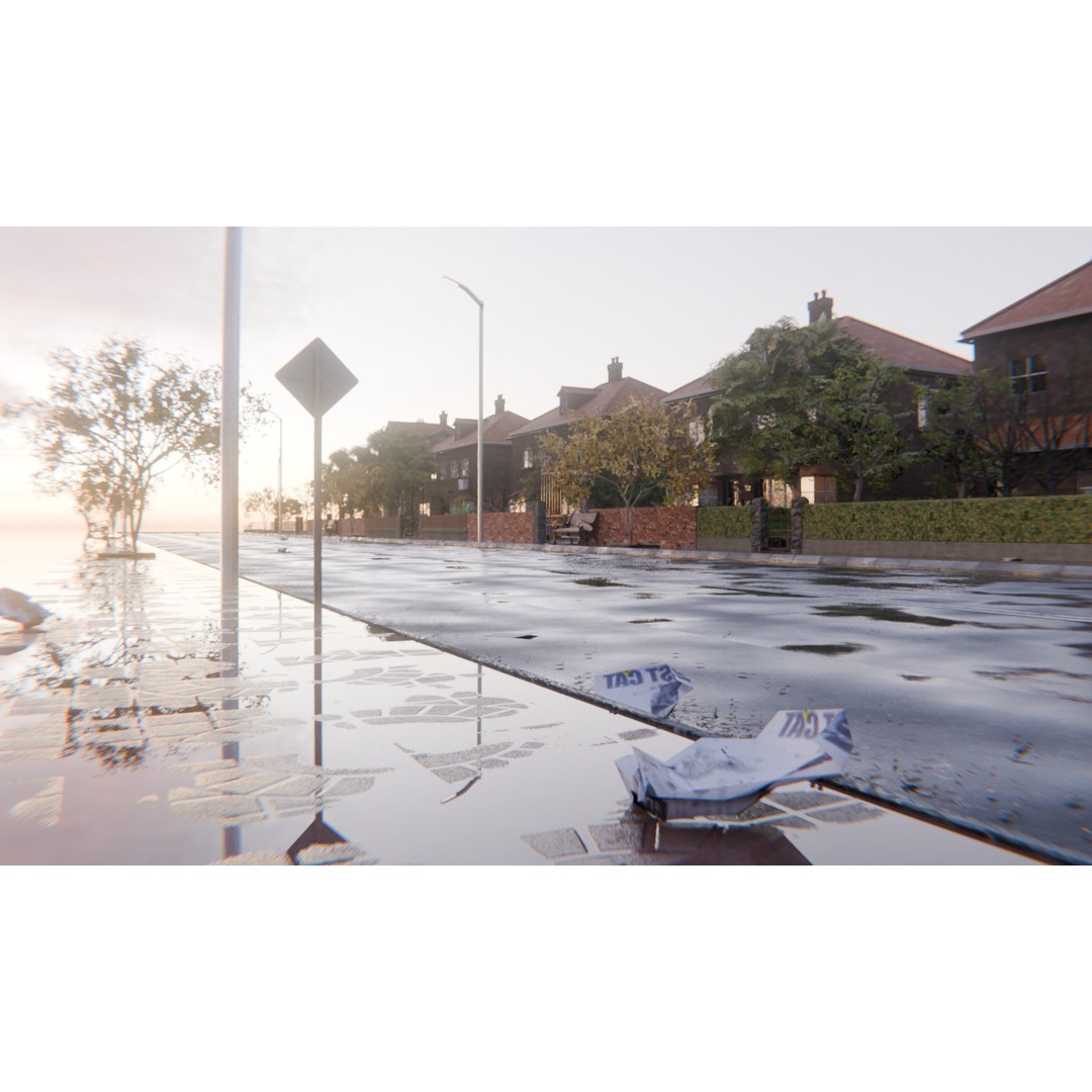 European Suburban Street 3D Model – Photorealistic Environment for Blender - View 16