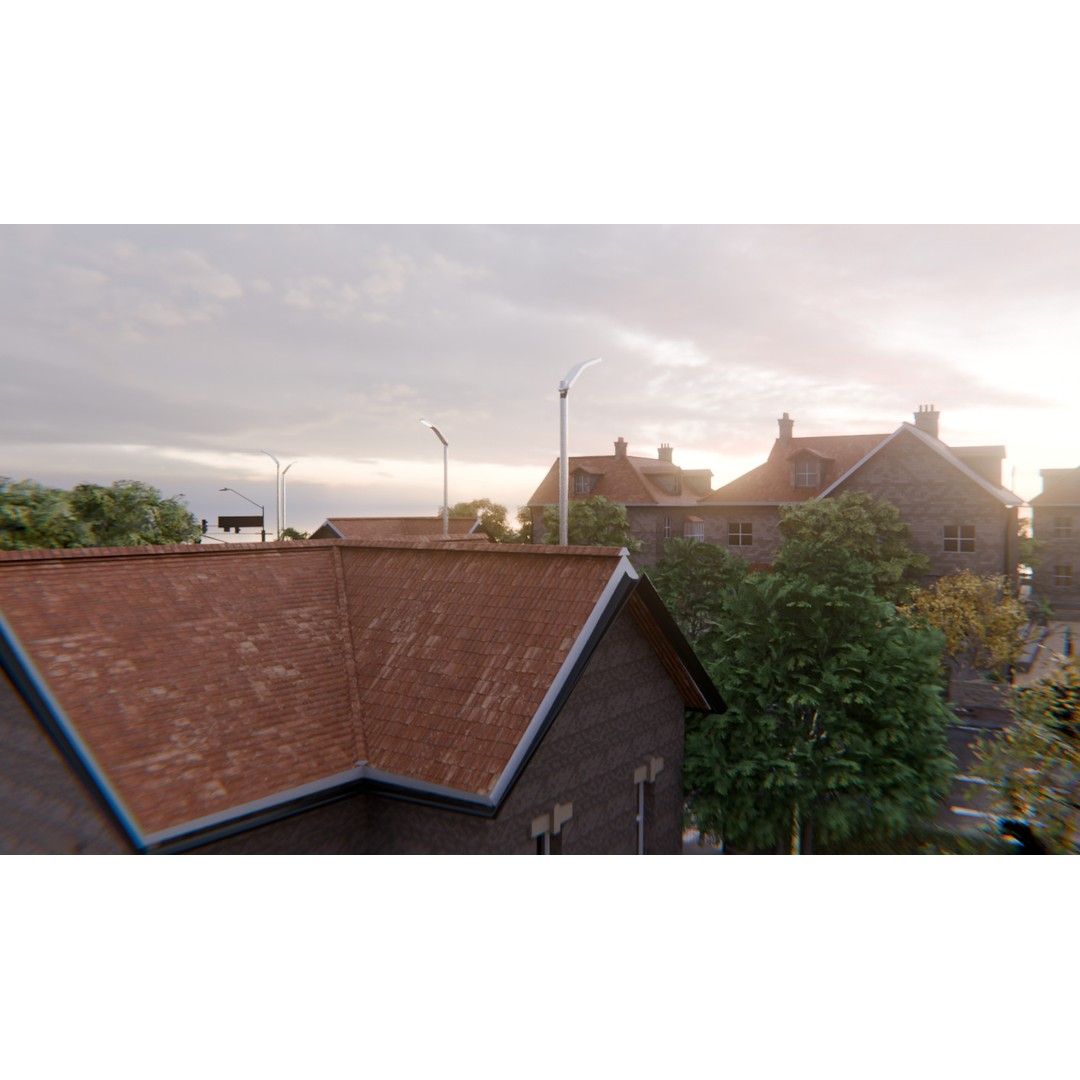 European Suburban Street 3D Model – Photorealistic Environment for Blender - View 19