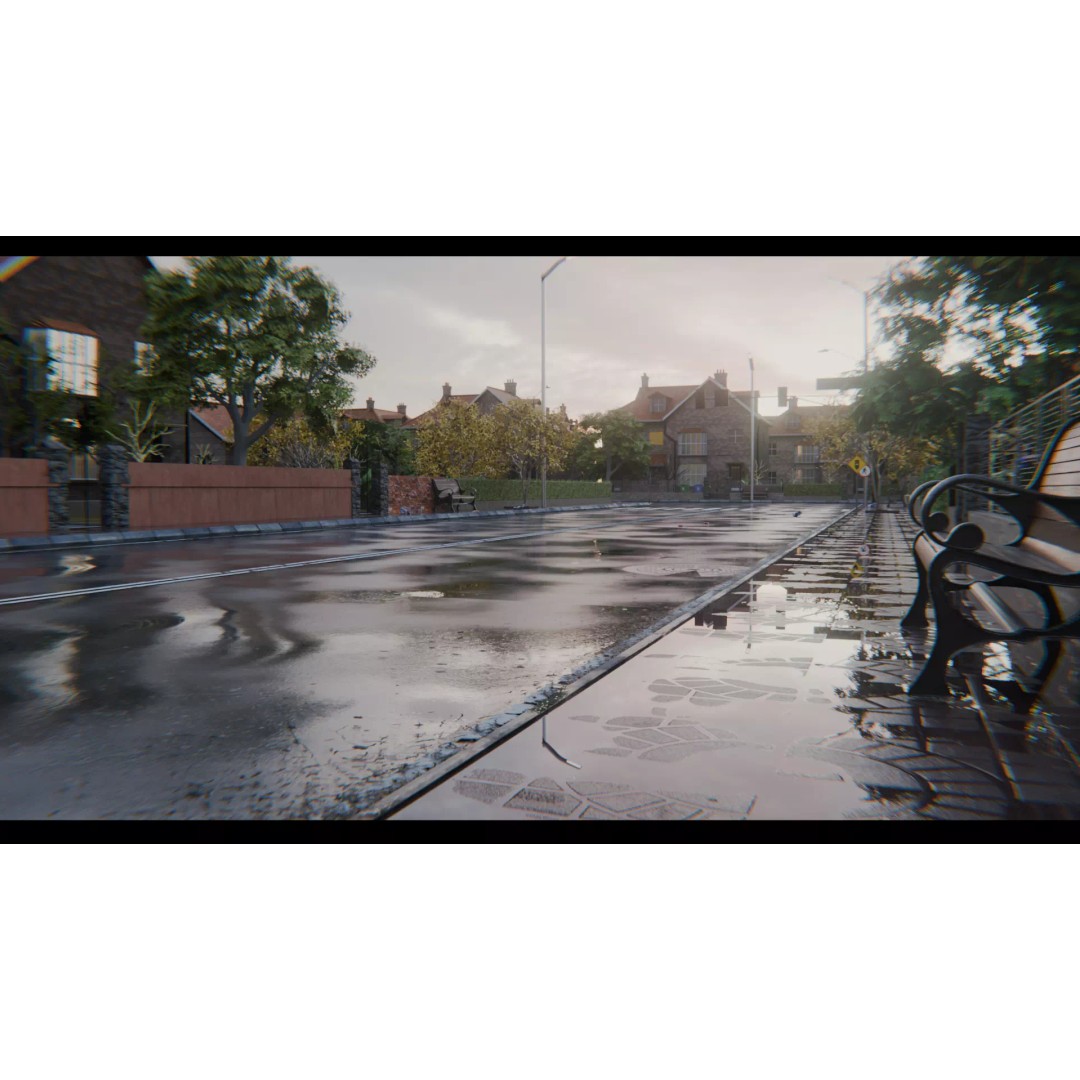 European Suburban Street 3D Model – Photorealistic Environment for Blender - View 2