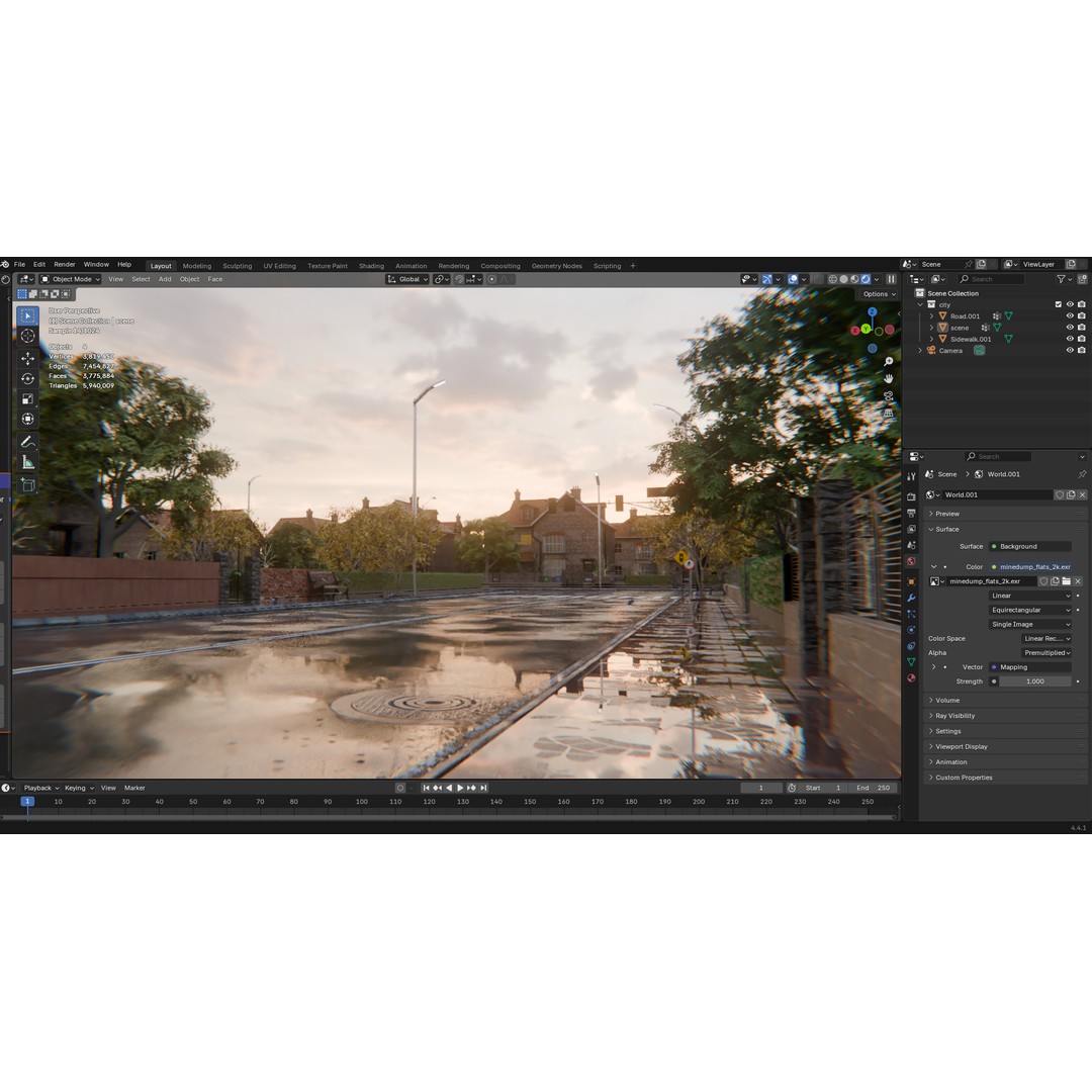 European Suburban Street 3D Model – Photorealistic Environment for Blender - View 22