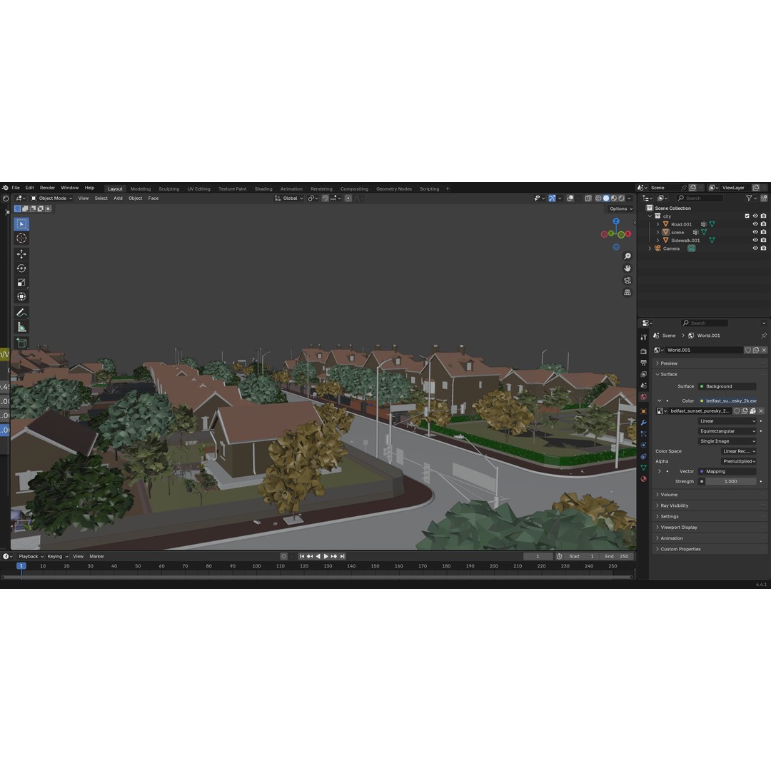 European Suburban Street 3D Model – Photorealistic Environment for Blender - View 25