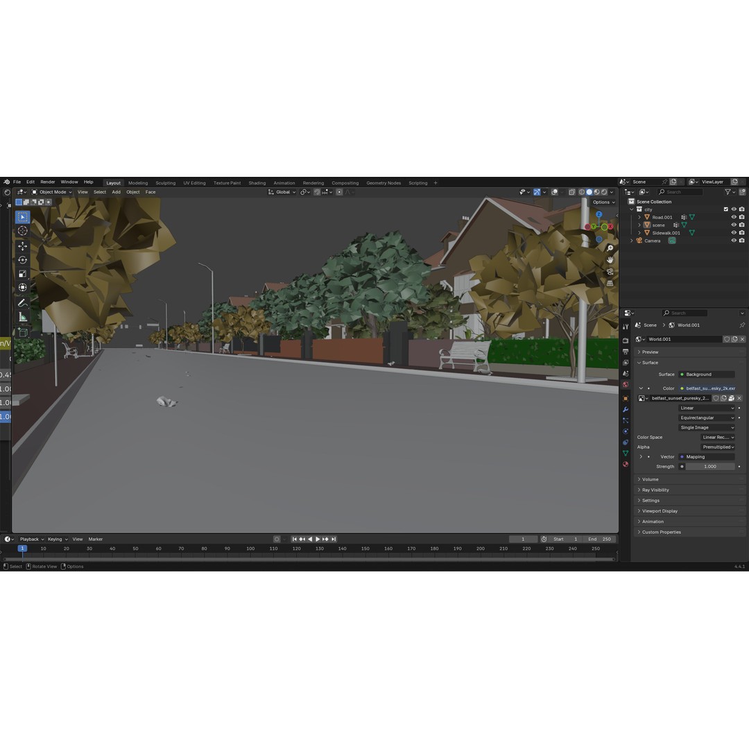 European Suburban Street 3D Model – Photorealistic Environment for Blender - View 26