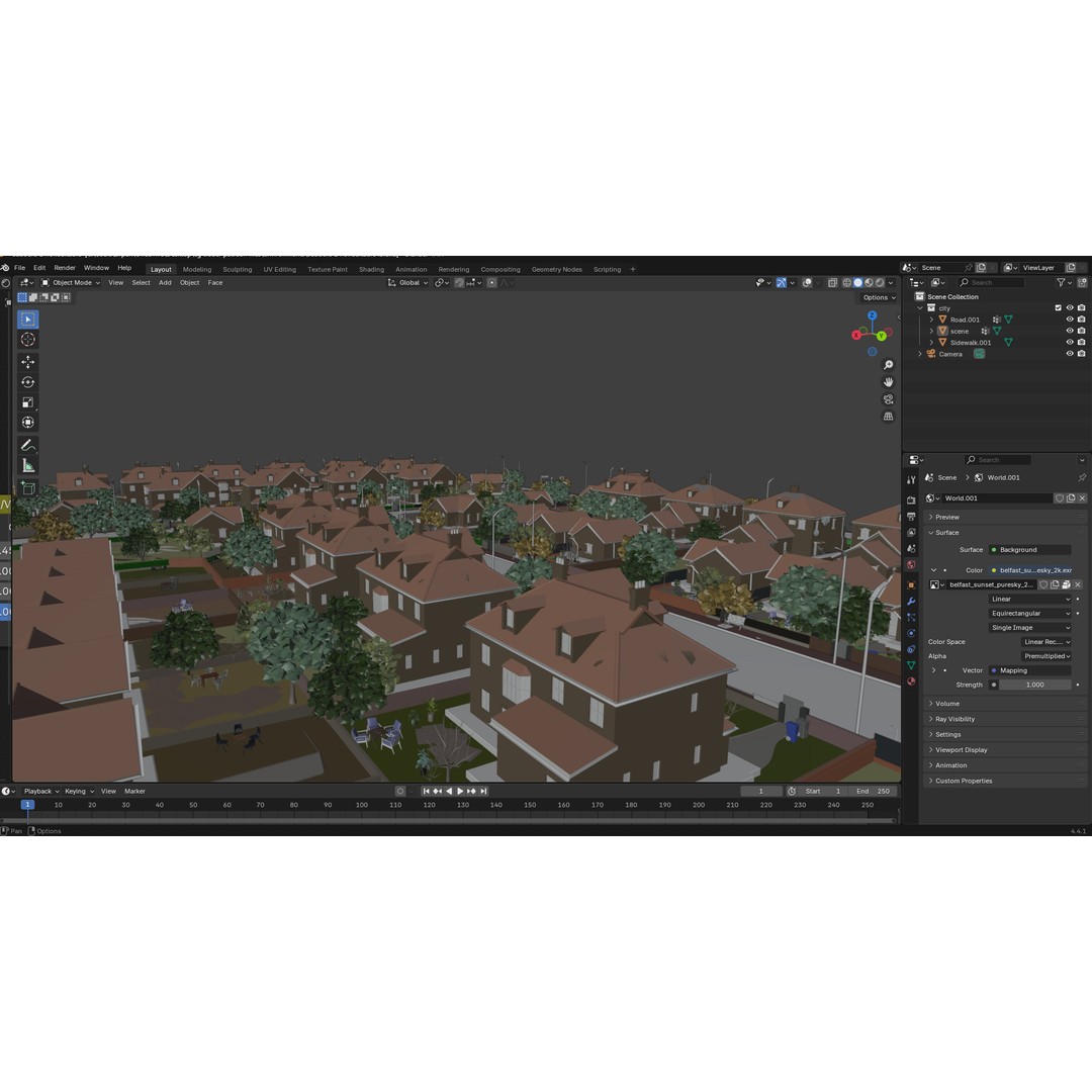 European Suburban Street 3D Model – Photorealistic Environment for Blender - View 27