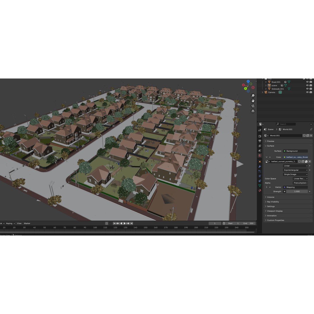 European Suburban Street 3D Model – Photorealistic Environment for Blender - View 28