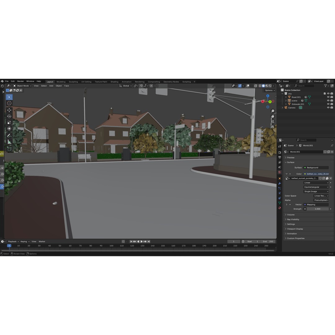 European Suburban Street 3D Model – Photorealistic Environment for Blender - View 29