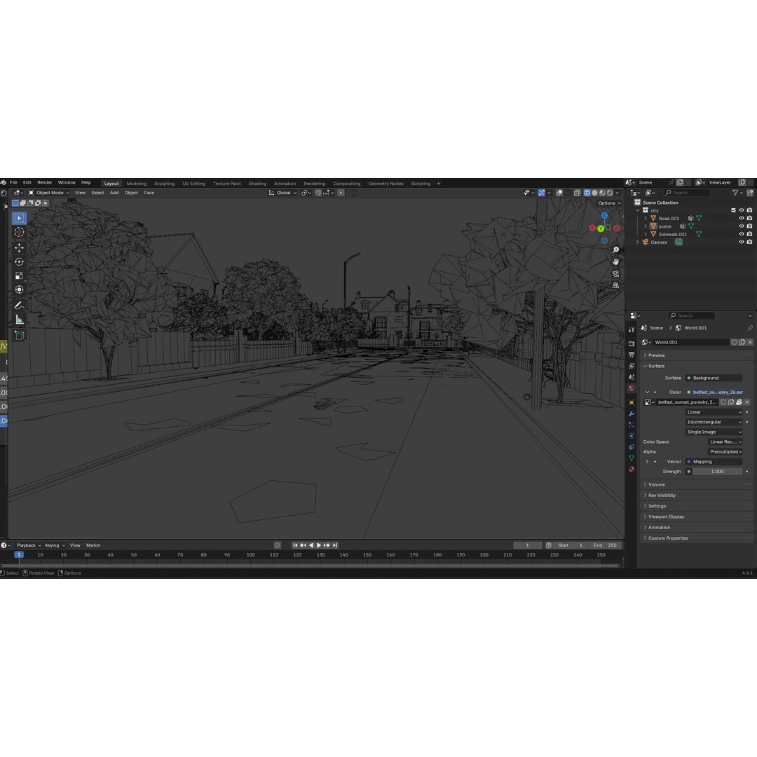 European Suburban Street 3D Model – Photorealistic Environment for Blender - View 30